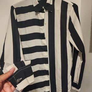 DKNY Black and white Striped Blouse